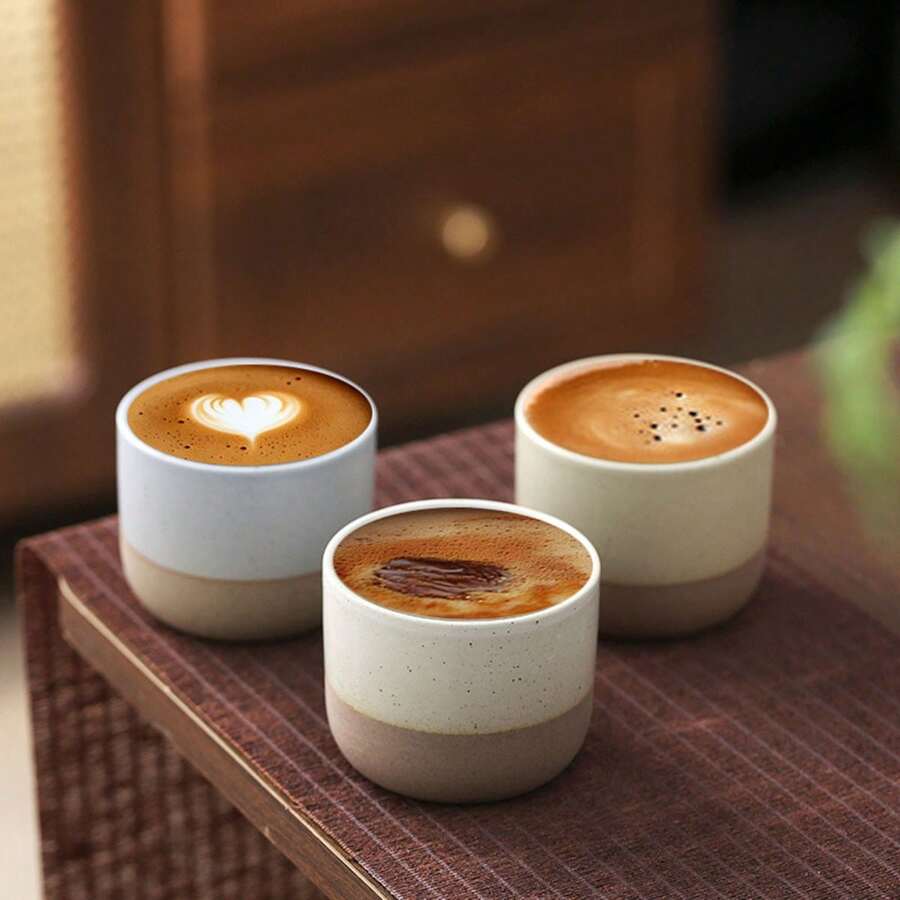 1个双色陶瓷浓缩咖啡杯,简约设计,适合咖啡师和家庭咖啡爱好者使用 - 彩色 - 查看 1