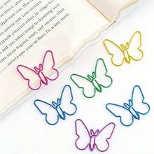 10pcs Butterfly Shaped Paper Clips, Retro Elegant Colorful Metal Plastic File Clips, Office File Organizer, Business Gift, Random Color - Butterfly - View 1