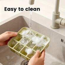 1 pieza Molde de hielo cuadrado grande de 12 rejillas con desmoldado fácil y tapa, molde de hielo de silicona con tapa de sellado, bandeja de hielo de silicona reutilizable y flexible, antiadherente y cuadrada, apilable y sin olor, adecuado para bebidas, cócteles, whisky, café, fiestas de verano y uso diario. - Multicolor - Ver 3
