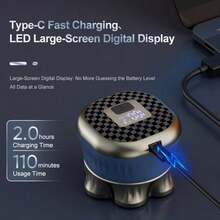 1 máy cạo râu điện dành cho nam, 7 đầu cạo từ tính, sạc pin, chống nước, sạc USB, màn hình thông minh, máy cắt và cạo râu gia dụng. - màu đen - Xem 5