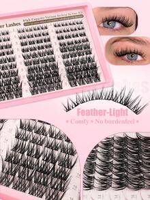 Bộ nối mi giả dạng chùm, mi giả tự nhiên, bộ dụng cụ tự làm mi giả 8-16mm, bộ nối mi dạng chùm, mi cong chữ D, mi giả dạng chùm. - D - Xem 3