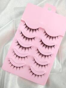 5 pares de pestañas postizas de manga, pestañas naturales y suaves, pestañas postizas largas, pestañas postizas estilo anime con efecto wispy, para uso diario, maquillaje, extensión, cosplay, fiestas, pestañas postizas reutilizables - Ver 4