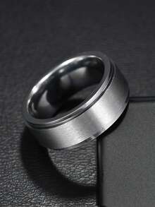 1pc Men's Titanium Steel Ring, Minimalist Plain Band Matte Brushed Finish, Daily & Party Jewelry - Vegetarianism - View 12