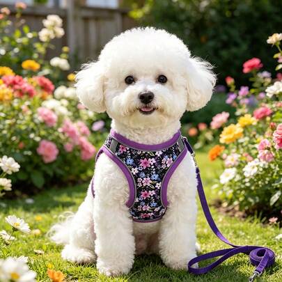 Adjustable Soft Mesh Dog Harness And Leash Set, Small Dog Chest Strap, Suitable For Small Dogs, Non-Pulling Dog Chest Strap
