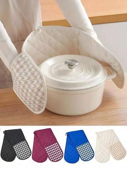 Heat Resistant Oven Gloves, Thick Double-Sided Insulated Pads, Suitable For Microwave, Baking And Cooking. Easily Handle High Temperature Pots And Pans. Holiday Cooking Gift, Essential For Home Kitchen, Kitchen Supplies, Perfect Gift For Mother, Women, Family And Mom.