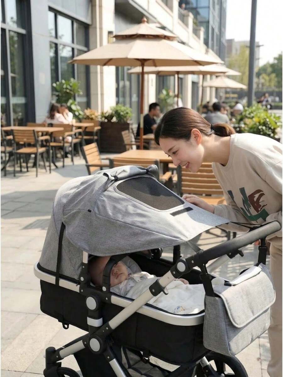 通用婴儿推车遮阳篷，透气网布推车顶篷带观察窗，夏季户外旅行防风配件，适合新生儿和幼儿（男孩女孩均适用），婴儿洗礼礼物