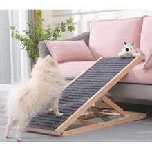 Escalera ajustable de madera para mascotas perro tamaño M, rampa para sofá cama, rampa antideslizante para mascotas - Gris - Ver 3