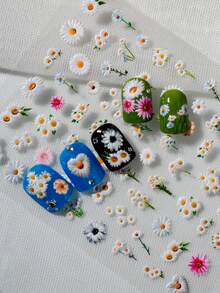 1 Blatt Frisch & Heilend 6D Geprägte Nail Art Sticker, enthält Multi-Geformte Kleine Gänseblümchen & Bunte Gänseblümchen, Sanfter & Natürlicher Farbton, Geeignet für Pendler-Stil, Campus-Nägel, Natur-inspirierte Outfits, Tägliche Dates, Geeignet für Liebhaber des sanften Stils, Studenten, Mütter, Nail Art DIY Anfänger, Naturliebende Mädchen - Verschiedenfarbig - Übersicht 3