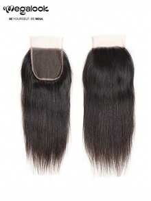 MEGALOOK 4x4 Straight Lace Closure Transparent Lace Natural Black Color Skin-Like Lace 100% Human Hair Extensions Natural Black 8-20 Inch Soft & No Tangle Unprocessed Virgin Human Hair Extensions For Women - SNatural - View 3