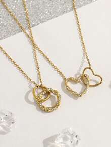 1 chiếc dây chuyền mặt hình trái tim xoắn thanh lịch, tối giản, bằng thép không gỉ mạ vàng, thích hợp cho tiệc tùng, họp mặt, kỳ nghỉ biển, đeo hàng ngày, kỷ niệm, hẹn hò. - Nhiều màu - Xem 4