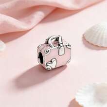 1pc Pink Heart Flower Hot Air Balloon Bear Pendant Bead, Suitable For DIY Snake Chain Necklace, 925 Sterling Silver Jewelry Making, Gift For Women & Girls - Multicolor - View 27