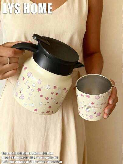 1 chiếc bình giữ nhiệt hai lớp bằng thép không gỉ 800ml họa tiết ngôi sao màu hồng, có thể dùng để pha cà phê, trà hoặc bình nước, thích hợp cho văn phòng, nhà hàng, hoạt động ngoài trời, gia đình, tiệc tùng, tựu trường, Ngày Valentine, Ngày của Mẹ, quà sinh nhật.