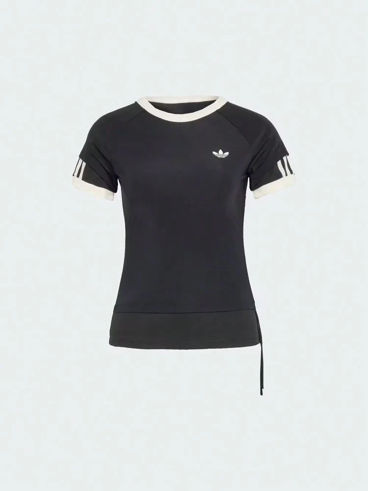 Adidas Originals 女子 ORIGINALS DOUBLE LAYERED CALI T-SHIRT 雙層運動修身短袖圓領T卹KW4528 - 黑與白 - 查看 1