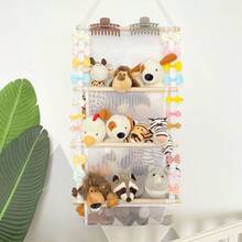 1 Stück weiße minimalistische Kinder Zimmer Deko Plüsch Puppe Aufbewahrungsnetz, Mädchen Haarschmuck Organizer Wandhängedekoration - Verschiedenfarbig - Übersicht 1