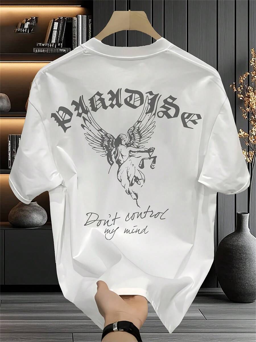 Fashion Brand Printed Short-Sleeved T-Shirt For Men In Summer Heavy Pure Cotton Korean-Style Japanese-Style Printed Versatile Tops For Mencamiseta Hombre - White - View 1