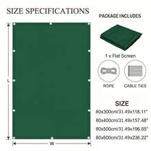 Pantalla de privacidad para balcón, con cuerdas y lazos, tela de valla de jardín para sombrear y aislar del calor, red protectora de valla, de alta densidad y grosor, adecuada para balcón, jardín, patio - Verde oscuro - Multicolor - Ver 6