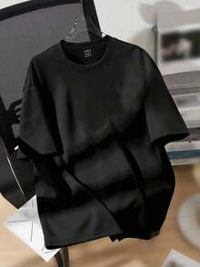 Women's Loose Fit Round Neck Short Sleeve Casual T-Shirt With Letter Print, Suitable For Summer And Any Spring Outfit - Black - View 2