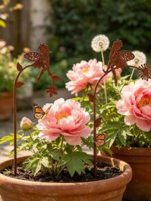 2pcs Metal Garden Stake Decor, Vintage Rustic Iron Fairy Sign Plate, Outdoor Planter Pot Decoration, Create Fairy Tale Garden, Durable Rust-Resistant Gardening Ornament - A - View 7