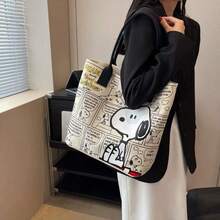 Túi tote vải canvas hình hoạt hình Snoopy mới năm 2026, túi xách tay dung tích lớn, túi đeo vai đa năng dành cho người đi làm. - Nhiều màu - Xem 3