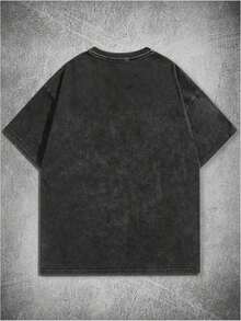 Summer TopsMen's Graphic Oversized Short Sleeve Tee Shirt Y2K Vintage Cool Acid Wash Streetwear T-ShirtsLoose And ComfortableSummer Clothes - 黑色多色 - 查看 2