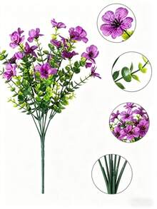 1 ramo de 33.5 pulgadas/85 cm de flores artificiales de violeta de seda colgantes - Violeta real simulada realista, orquídea púrpura falsa, adecuada para bodas, hogar, jardín, decoración interior/exterior (pétalos, plantas colgantes en maceta), decoración de fiestas, habitación, hogar, pared, baño, dormitorio, decoración de habitación, accesorios de mesa - Morado - Ver 3