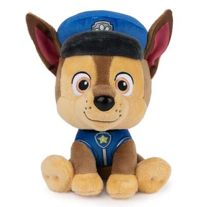 Spin Master Búp bê nhồi bông Chase của đội PAW Patrol, cao 15cm, mặc bộ đồng phục đặc trưng, thích hợp cho trẻ em từ 3 tuổi trở lên.