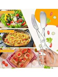 1pc Transparent Plastic Salad Tongs And Clips, Reusable Food Clips For Serving, Clear Utensils Suitable For Barbecue, Chef Cooking, Kitchen, Buffet, Party And Catering - A - View 7