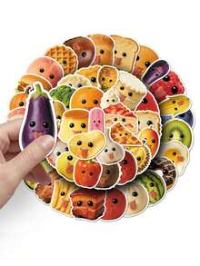 60 piezas Pegatinas decorativas de comida abstracta, pegatinas divertidas y creativas de verduras y frutas para escritorio, refrigerador, suministros de scrapbooking, papelería, pegatinas divertidas, Kindle, scrapbooking - A - Ver 5