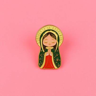 Cute Virgin Mary Enamel Pins Funny Cartoon Figures Brooch Lapel Pin Badge On Backpack Clothing Accessories Fashion Jewelry Gifts