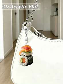 2D Realistic Sushi Acrylic Design Keychain, Wallet And Handbag Decoration, Suitable For Sushi Lovers. Durable And Lightweight, Applicable For Car Keychain, Phone Keychain, Backpack And Wallet Keychain Decoration - Can Be Used As Birthday Gift, Sushi Lover Keychain Car Key Pendant - A - View 9