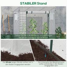 Aluminium Garden Greenhouse Measuring 200 X 68 X 196 Cm With Roll-Up Door And Side Window, Wind-Resistant, Made Of Steel And Polyethylene, Ideal For Garden Plants. - White - View 2