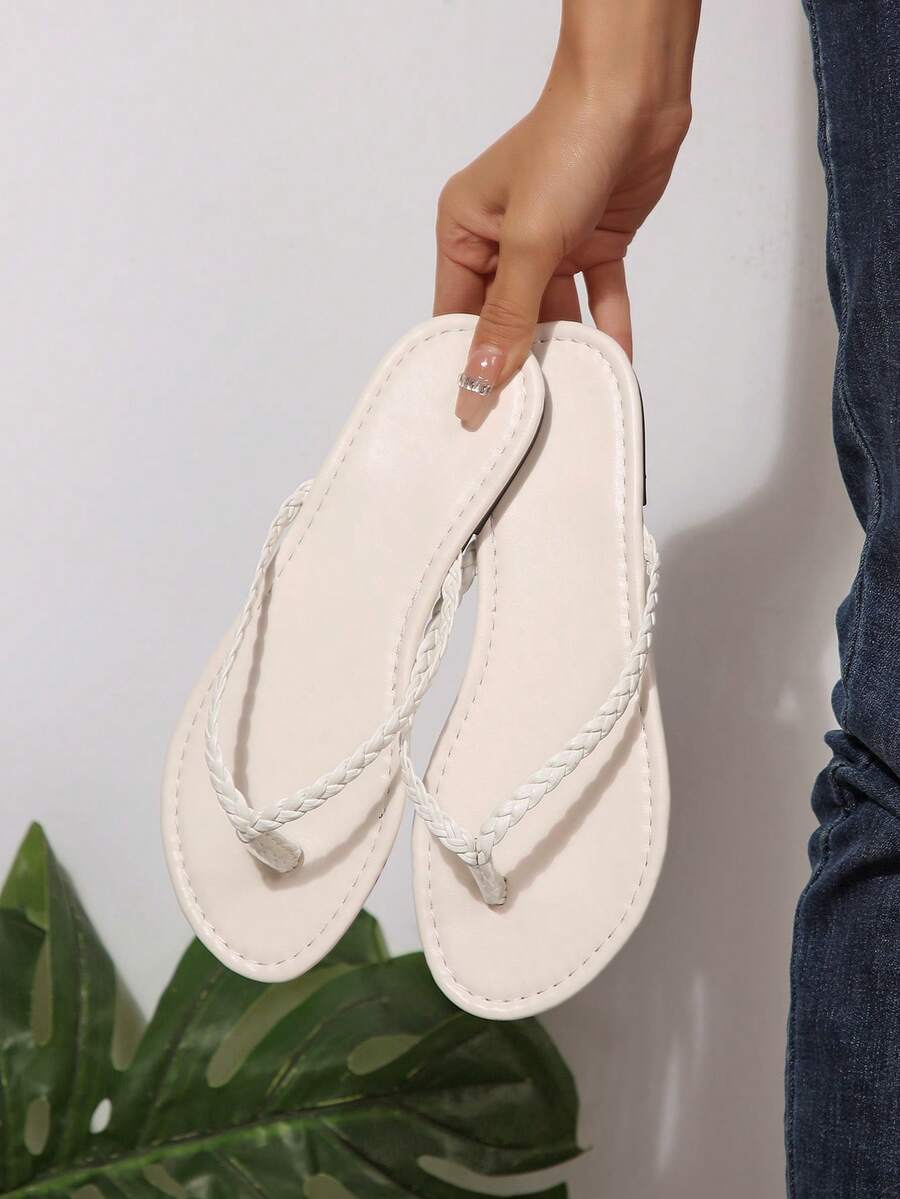 Dép xăng đan đế bằng cỡ lớn dành cho nữ, dép sandal hở mũi kiểu La Mã dệt kim mùa hè, kiểu Pháp thời trang, trang phục thường ngày đi biển, màu trắng, be, đen, cam, vàng, tím, xám, vàng kim, bạc, xanh dương, xanh lá cây, hồng đào, nâu, họa tiết da báo, thích hợp cho các dịp trang trọng, kỳ nghỉ, phong cách hàng hải, đính đá, chất liệu vải canvas, dép xăng đan đế bằng thoải mái dễ mang đi biển. - Màu be - Xem 1