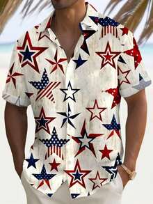 America's 250th Anniversary Independence Day Men's American US Flag Patriotic Fourth Of July Shirt Summer Shirt Button Up Shirt Short Sleeve Fashion Casual Holiday Summer Spring Turndown 3D Print - A508D-AL25278 - 查看 1