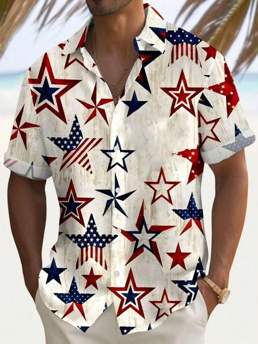 America's 250th Anniversary Independence Day Men's American US Flag Patriotic Fourth Of July Shirt Summer Shirt Button Up Shirt Short Sleeve Fashion Casual Holiday Summer Spring Turndown 3D Print - A508D-AL25278 - 查看 1