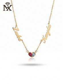 2pcs Personalized Infinity Name Necklace, 18K Gold Plated Double Name Heart Necklace, Customized Gift, Baby Shower, Christmas Gift For Her - Multicolor - View 6