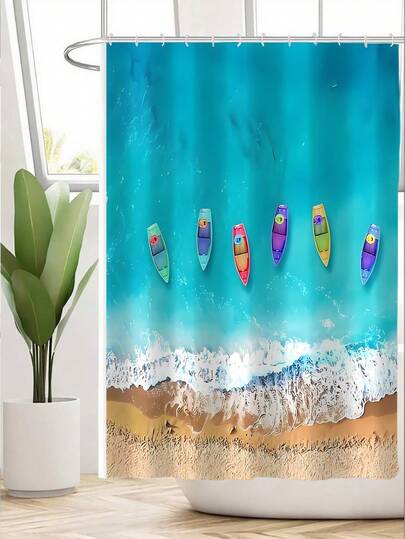 1 rèm tắm dệt theo phong cách nghệ thuật hiện đại, kèm 12 móc, vải chống thấm nước, vách ngăn phòng tắm, chống nấm mốc, màn chắn ngăn cách khô và ướt, trang trí phòng tắm gia đình, trang trí đặt sàn, phụ kiện phòng tắm trong nhà, rèm tắm nghệ thuật bãi biển ánh nắng mặt trời, rèm phòng tắm chủ đề lướt sóng, trang trí phòng tắm tối giản, chống thấm nước, kèm 12 móc, rèm tắm chống thấm nước họa tiết thời trang, thích hợp cho kỳ nghỉ.
