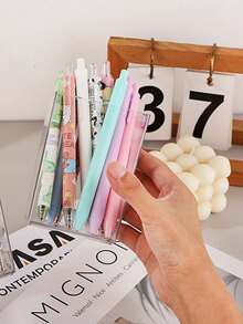 9/6/4/2/1pc - Transparent Plastic Storage Box, Multi-Functional Acrylic Storage Box, Desktop Pen Holder/Makeup Brush Storage Box, Makeup Brush Storage Box, Beauty Tool And Cosmetic Storage Bucket, Women's Gift, Christmas Gift, Creative Women's Gift, Room Decoration. - Multicolor - View 6