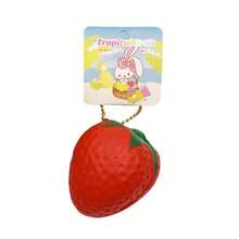 1 pieza Llavero de conejo café esponjoso de simulación de fruta pequeña, de PU suave, de recuperación lenta, con forma de fresa y durazno, para alivio del estrés, de alta apariencia, para apretar y descompresión, regalo para escritorio de oficina - Multicolor - Ver 3