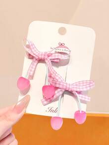 Set de 4/2 piezas de scrunchies a cuadros con cerezas, lazos de cinta para el cabello/pinzas estilo niña, accesorios para el cabello para estudiantes - Adecuado para mujeres y niñas, para uso diario, citas, escuela, fiestas, vacaciones, regalo del Día de la Madre, viajes, cumpleaños - Rosa - Ver 6