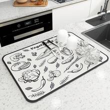 Alfombrilla absorbente antideslizante para secado de platos y café, alfombrilla grande superabsorbente para cocina, secado rápido, almohadilla de drenaje para baño, alfombrilla para vajilla - Perro blanco roto - Ver 7