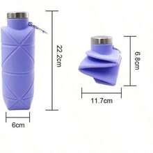 Reusable & Portable Collapsible Water Bottle/Cup (With Leak-Proof Valve) Silicone Foldable Travel Bottle.Upgraded Design: An Ideal Choice For Fitness, Camping, Hiking, Travel, And Various Sports - Lightweight And Durable(Dark Gray) - 藍色 - 查看 9