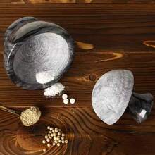 10,2 cm, Kleiner Mörser Set  Mörser mit Stößel Marmor mit Anti-Rutsch Matte & Bürste, Schwer & Stabil, Gewürzmörser für Kräuter, Knoblauch, Gewürze & Tabletten (Mortar and Pestle) - Schwarz - Übersicht 3