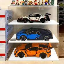 Removable Transparent Display Box, Display Cabinet, Display Case, Storage Box With Blue/Yellow/White Base, High Transparency, Suitable For Living Room, Study, Bedroom, Displaying Collections, Model Cars, Collectibles, Decorations, Crafts, Available In Different Sizes - White Base - View 2