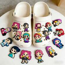 Dijes de PVC con tema de niña linda, alfileres decorativos de goma desmontables DIY, botones decorativos de moda adecuados para zuecos y sandalias, accesorios livianos y duraderos para zapatos diarios, regalos y recuerdos perfectos para fiestas para adolescentes - Multicolor - Ver 7