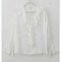 Blusa Elegante con Volantes en Cascada y Puños Elásticos. - Blanco C8093 - Ver 6