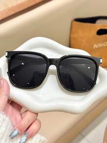 1 pieza Espejo minimalista negro con marco cuadrado, gafas de moda versátiles para ir y venir y salir, accesorio de alta calidad que favorece la forma del rostro - Negro - Ver 2