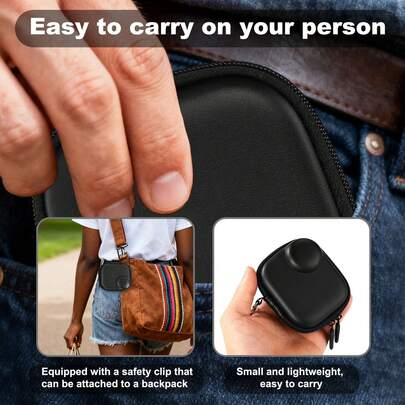 Portable Protective Case Suitable For Osmo Action 5 Pro/6/4/3, Small Storage Bag, PU Hard Travel Protective Case Suitable For Insta360 Ace/Ace Pro/2, With Wrist Strap And Carabiner Protective Accessories (Black)