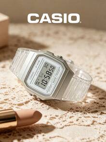 Casio Ceas digital unisex pătrat cu curea din rășină albă transparentă F-91WS-7, cu funcții de alarmă și cronograf, rezistent la apă - estetică minimalistă, potrivit pentru purtare zilnică, campus, cadou pentru adolescenți și tineri adulți - alb - Vizualizare 6