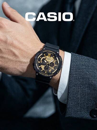 Casio Đồng hồ nam Chronograph Analog MCW-200H-9A Dây đeo nhựa đen Mặt số vàng Đồng hồ thể thao hiển thị ngày và giờ, chống nước 100M – Phong cách đua xe mạnh mẽ, thích hợp cho phòng tập thể dục, hoạt động ngoài trời, du lịch, quà tặng Ngày của Cha, sinh nhật, kỷ niệm cho phái mạnh.