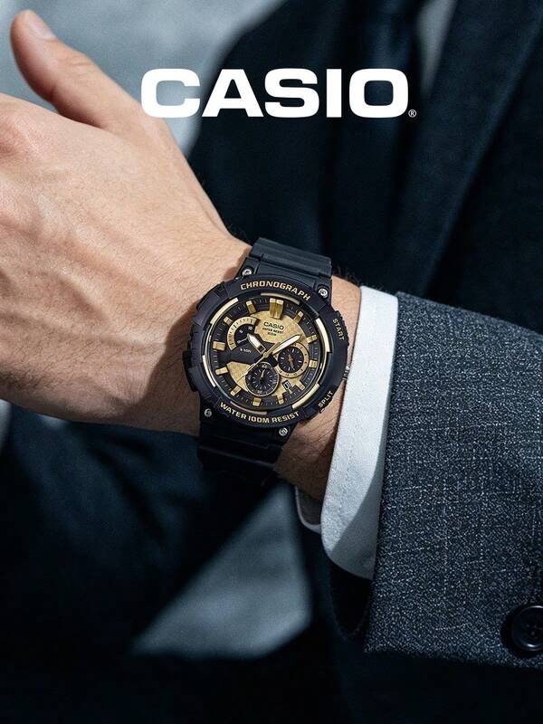 Casio Đồng hồ nam Chronograph Analog MCW-200H-9A Dây đeo nhựa đen Mặt số vàng Đồng hồ thể thao hiển thị ngày và giờ, chống nước 100M – Phong cách đua xe mạnh mẽ, thích hợp cho phòng tập thể dục, hoạt động ngoài trời, du lịch, quà tặng Ngày của Cha, sinh nhật, kỷ niệm cho phái mạnh.
